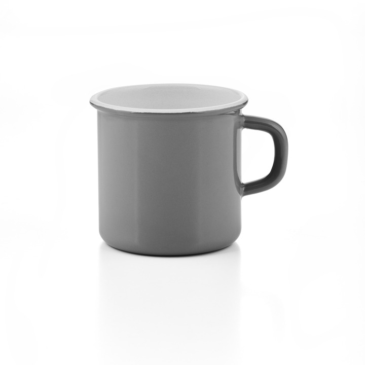 Riess Tasse Emaille Topf mit Bördel grau Pure Grey 