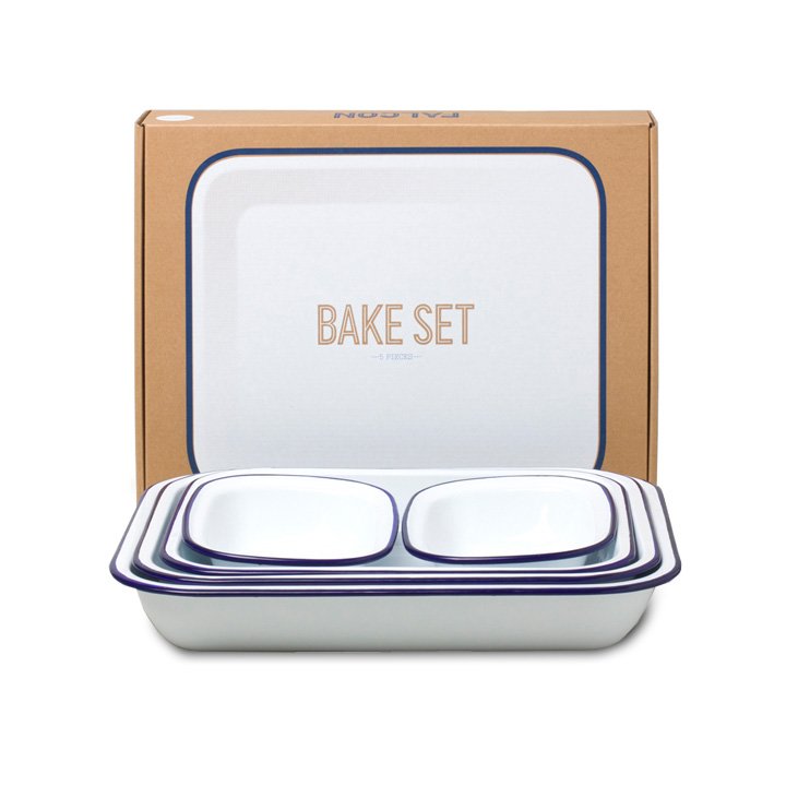 Falcon Emaille Bake Set weiß blau