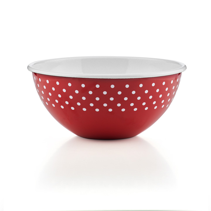Riess Emaille Obst- und Salatschüssel 26cm Pünktchen Rot 
