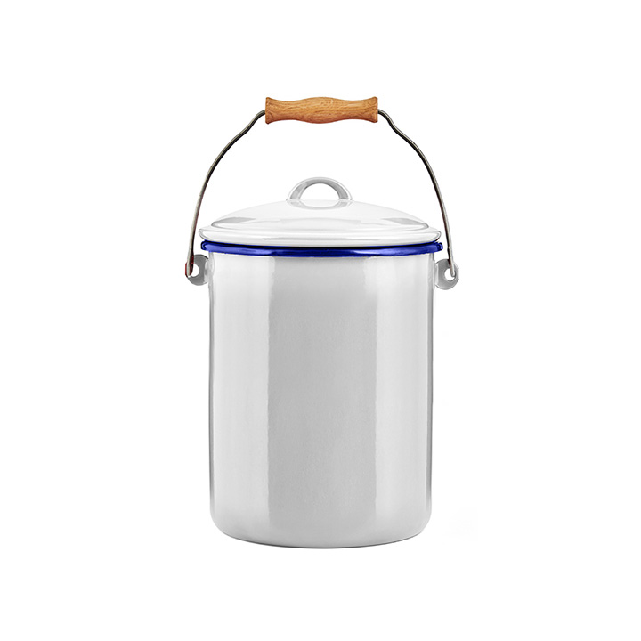 Emaille Eimer Bioeimer Komposteimer weiß 4 Liter 