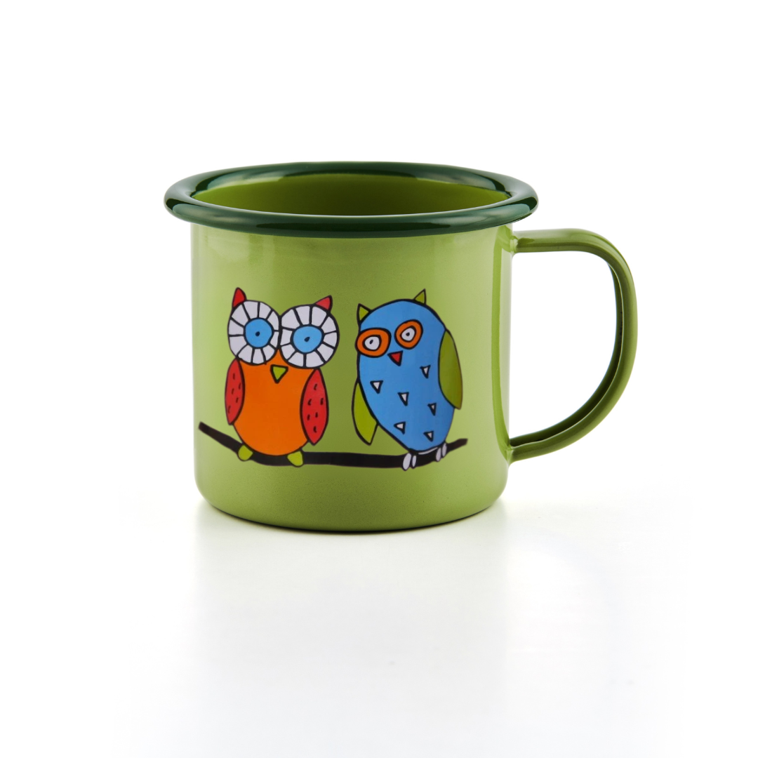 Kindertasse hellgrün 250ml grüner Rand Eule