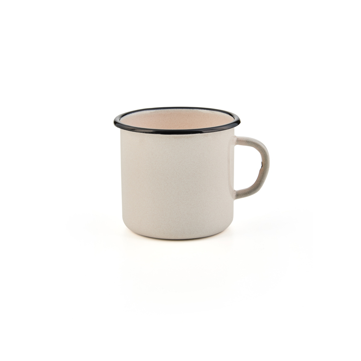 Emaille Tasse Becher Emailletasse creme