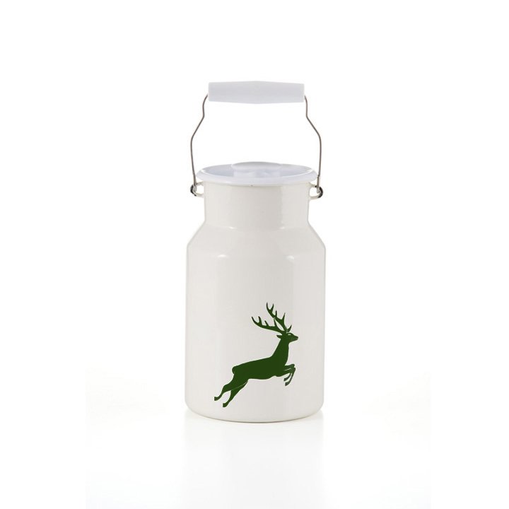Emaille riess Milchkanne Hirsch grün 1,5 Liter