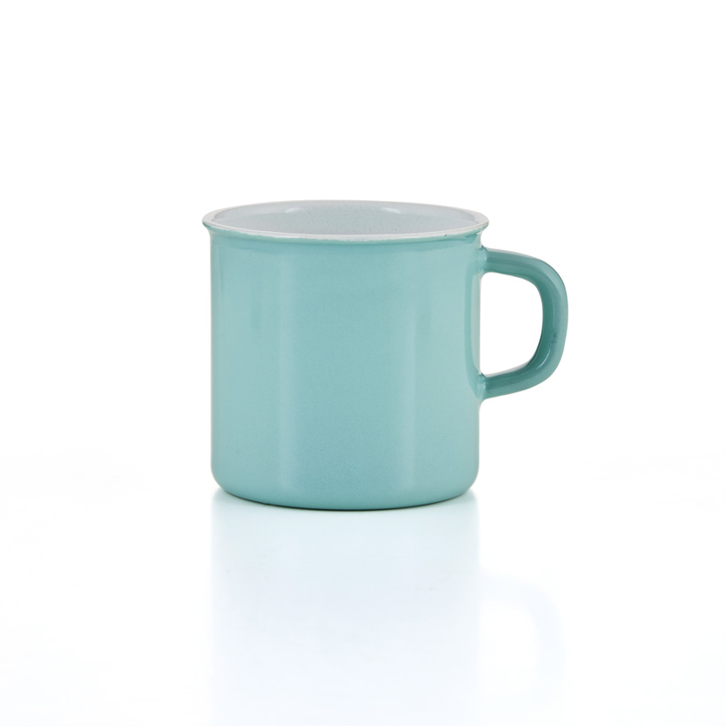 Riess Tasse Emaille Topf mit Bördel Nature green Light grün
