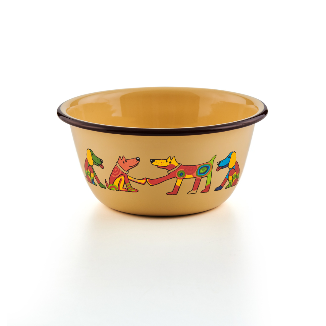 Kinderschüssel 16cm gelb hoch Hund