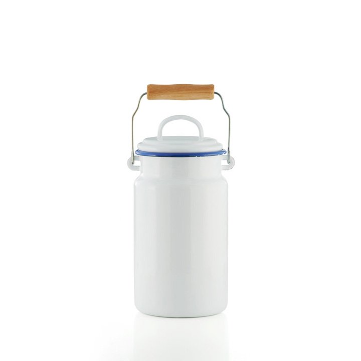 Emaille Milchkanne weiß 2 Liter