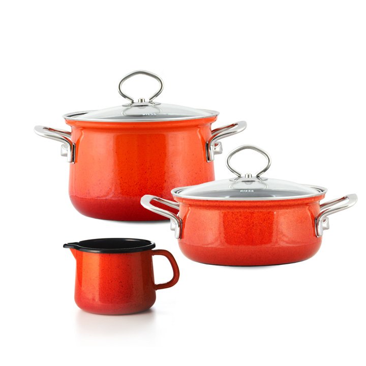 Riess 3er Sets Schnabeltopf Corall Starterset Sparset Emaille