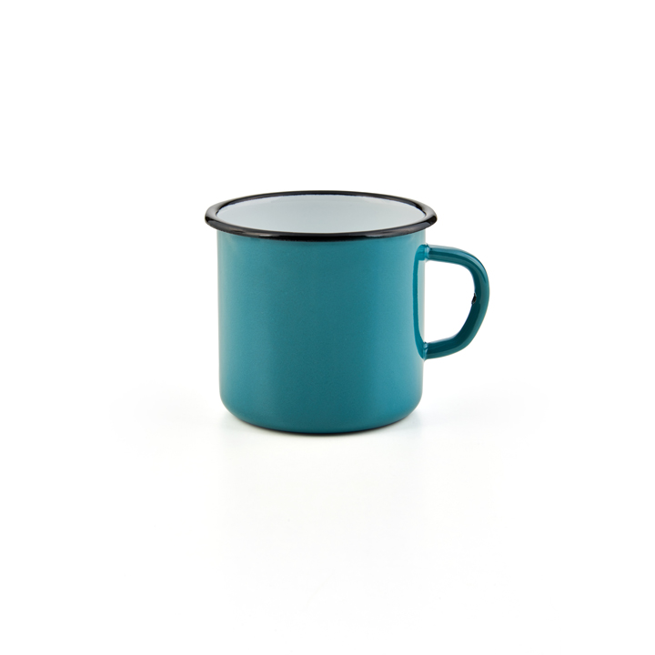 Emaille Tasse Becher Emailletasse Sea Wave blau