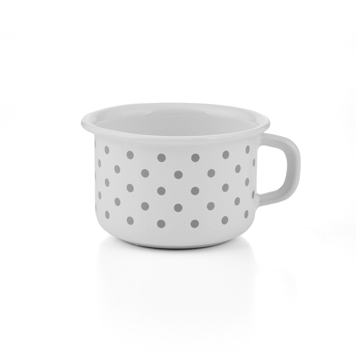 Riess emaille kaffeeschale Pünktchen Grau 