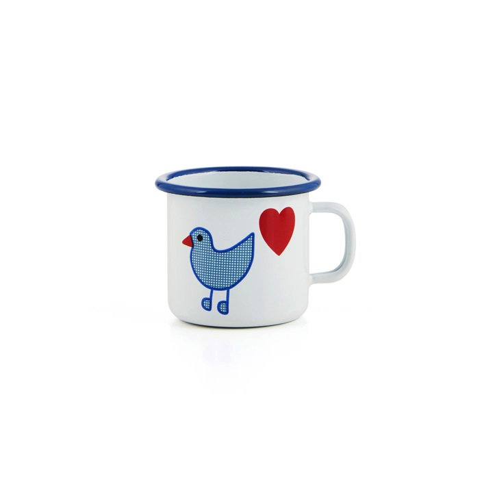 Emaille Kindertasse Herzvogel