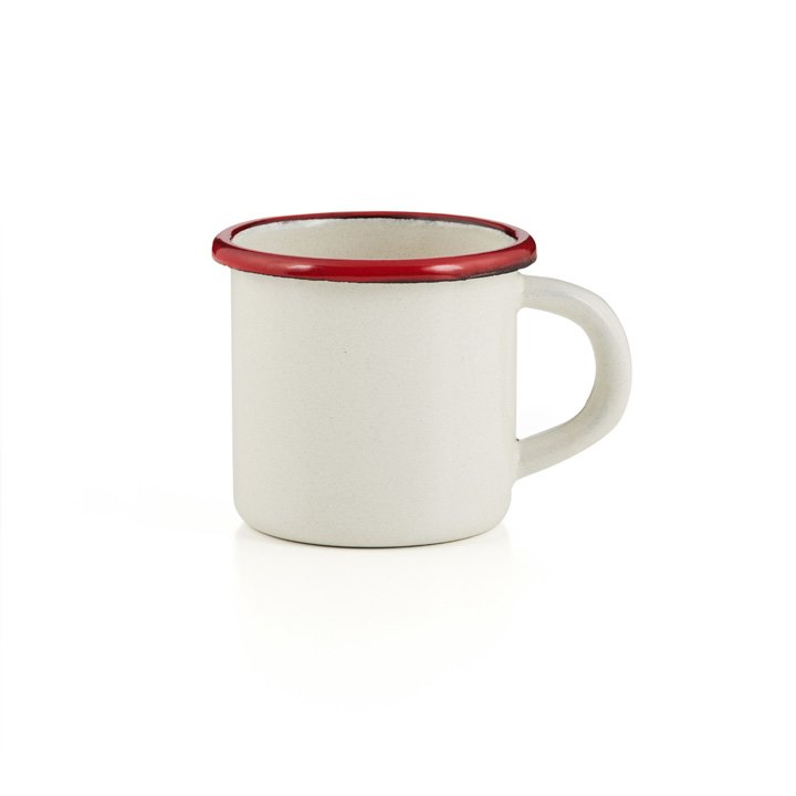 Emaille Tasse Bordeaux creme  Becher