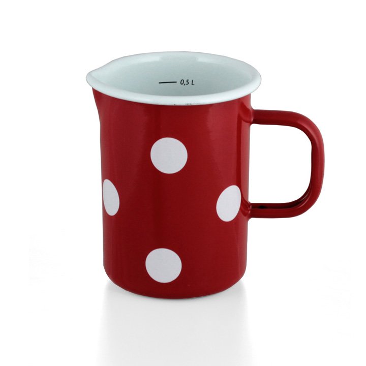 Emaille messbecher litermaß rot Tupfen 0,5l