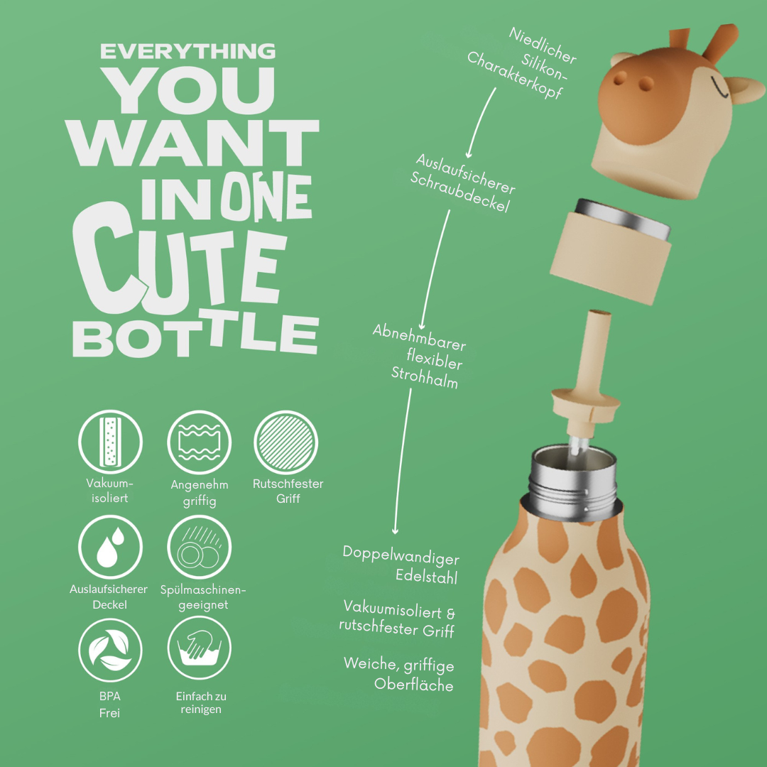 Giraffe Trinkflasche Infographic für Kinder