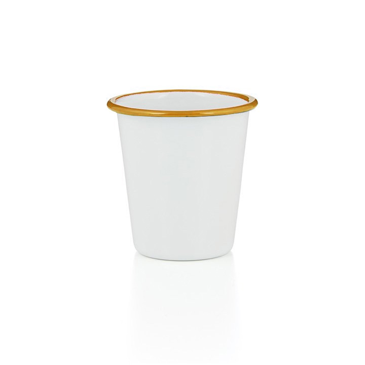 Emaille Becher konisch Zahnputzbecher creme blau