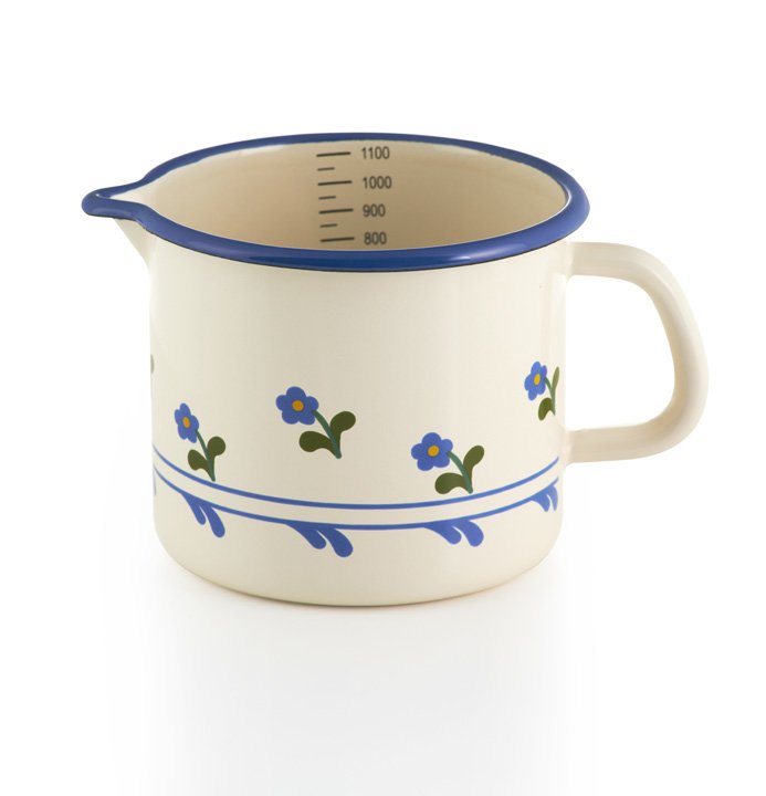 Emaille Milchtopf Litermaß Schnabeltopf blümchen