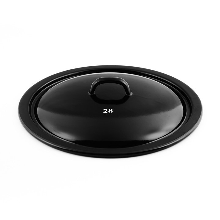Riess Emaille Deckel schwarz 28cm Riesen & Zwerge