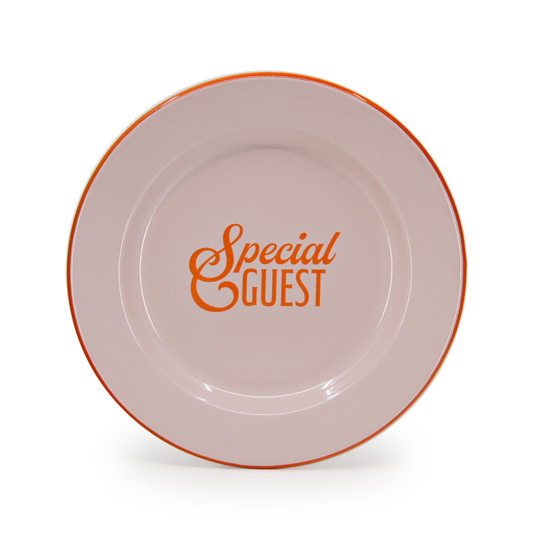 Emaille Teller 26cm "Special Guest" orange Dinner Plate