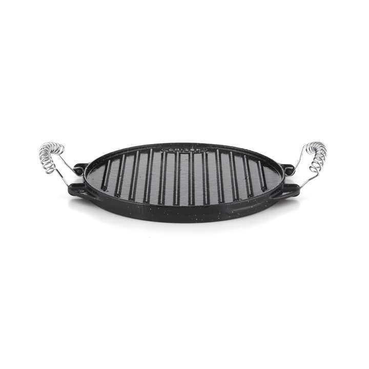 Emaille Gusseisen Platte rund  Grillplatte geriffelt