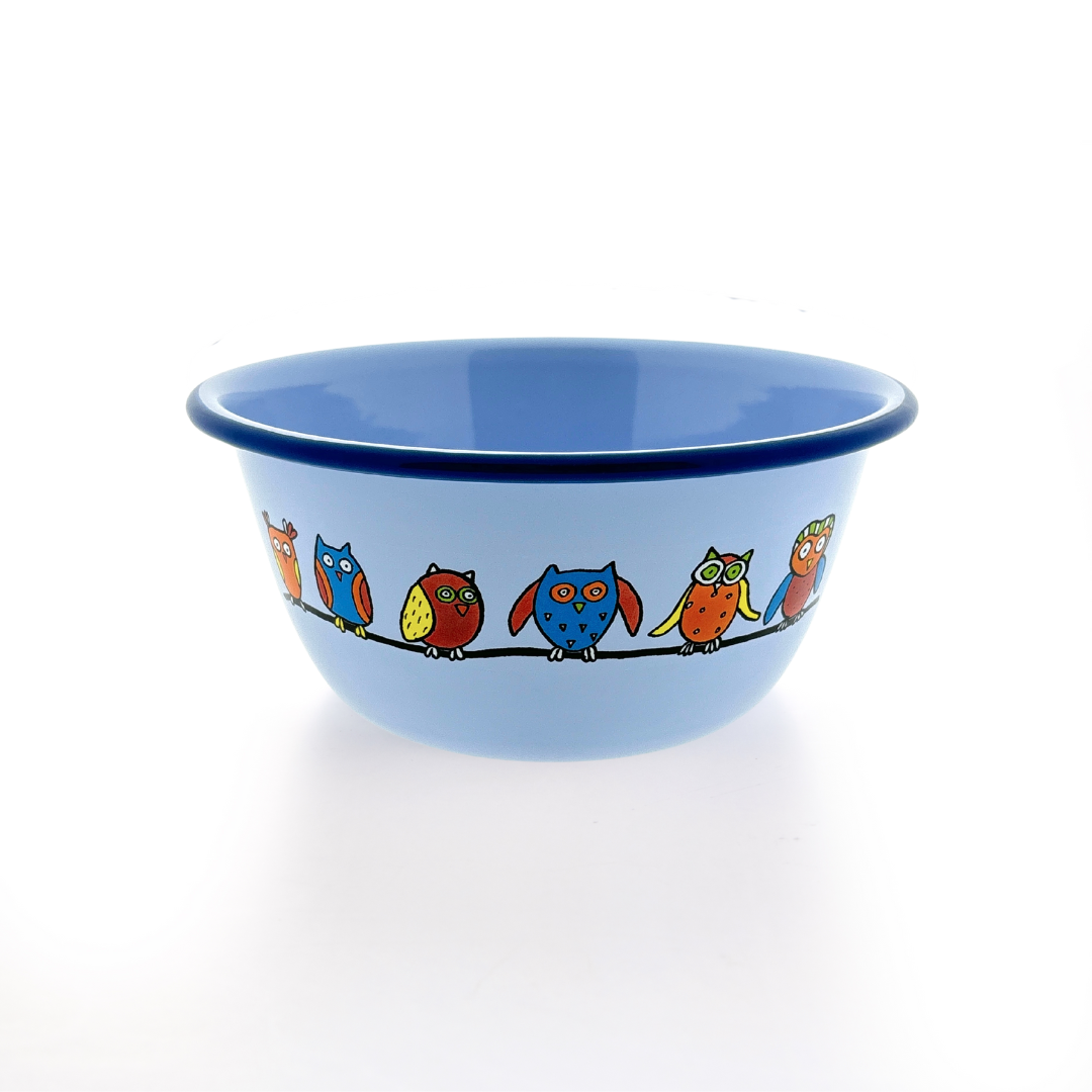 Kinderschüssel 16cm hellblau hoch Eule