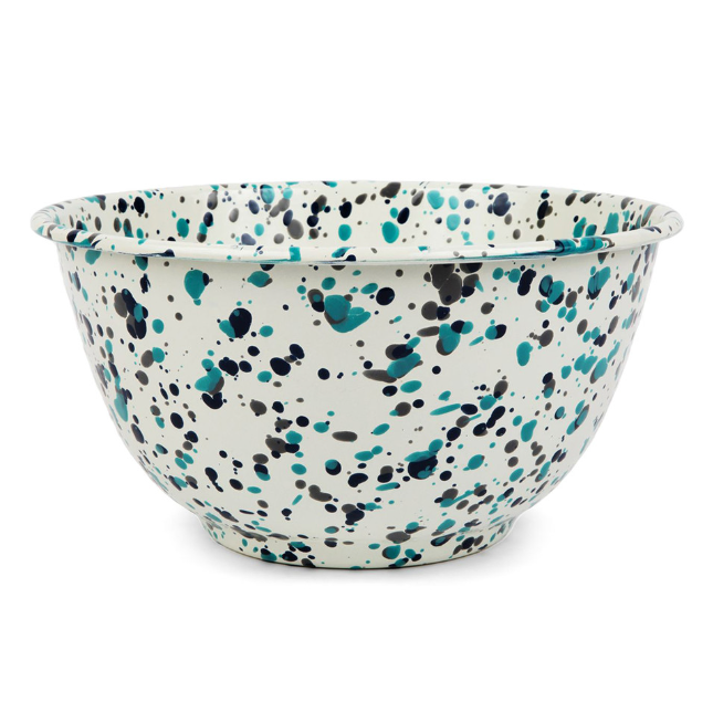 Emaille Schüssel 27cm Marmor Blue Tides