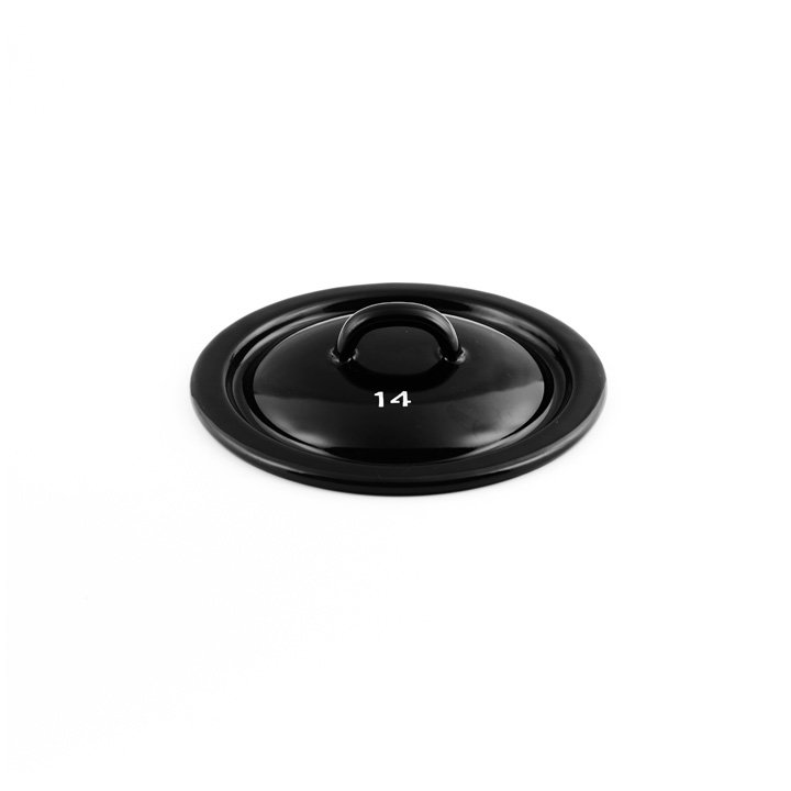 Riess Emaille Deckel schwarz 14cm Riesen & Zwerge