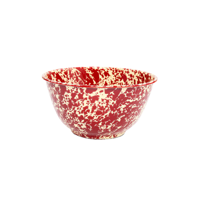 Emaille Schüssel 27cm Marmor Burgundy Creme