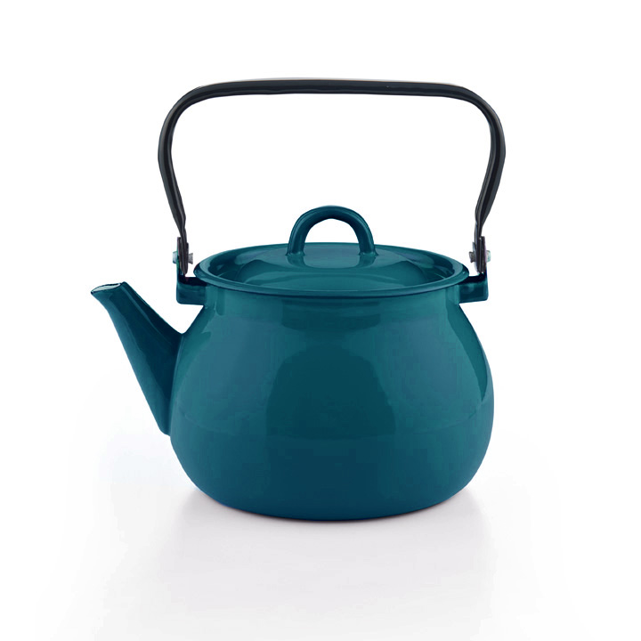 Emaille Wasserkessel aquamarin blau Teekessel