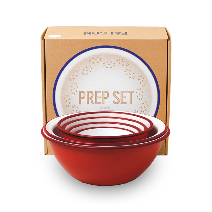 Falcon Emaille Zubereitungs Set Prep Set rot