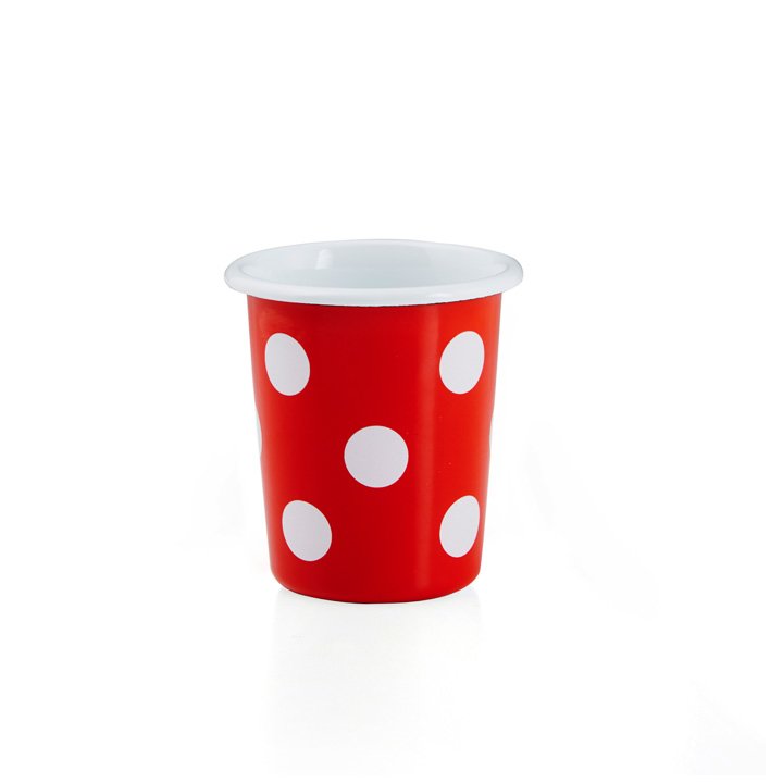 Emaille Becher rot Tupfen 