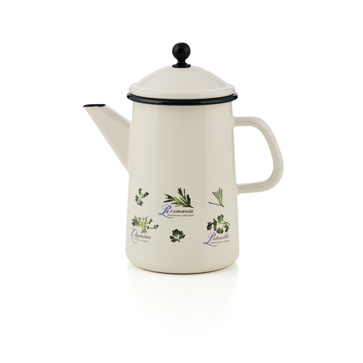 Emaille Kaffeekanne Kräuter