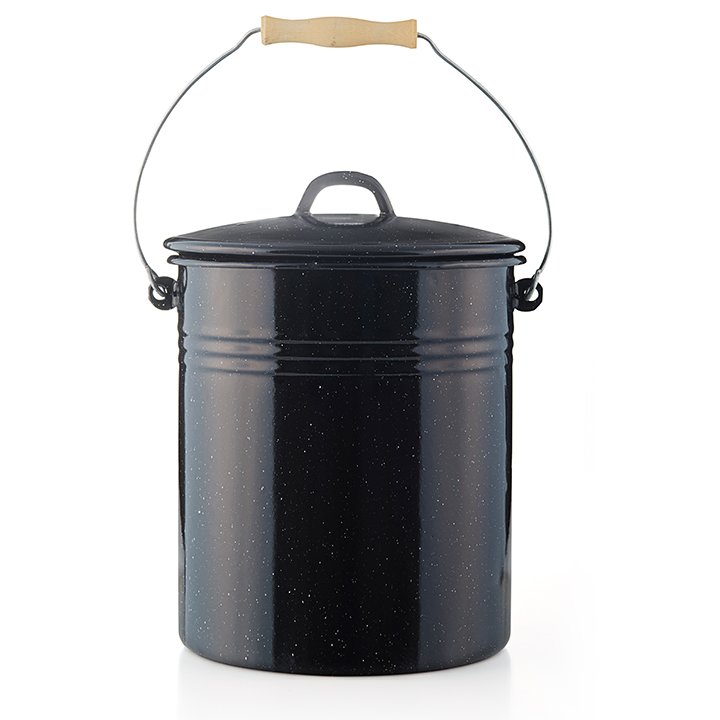 Emaille Eimer schwarz weiß gesprenkelt 10 Liter Krüger
