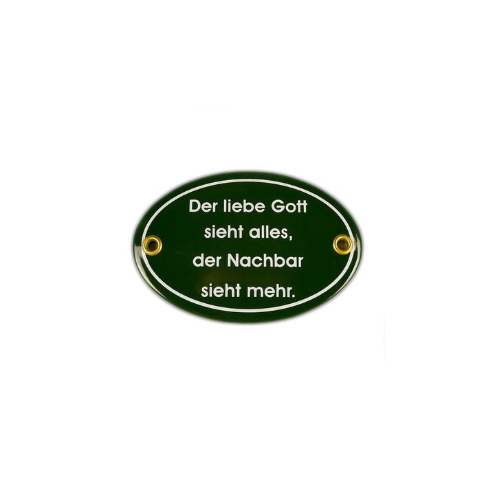 Emaille Schild Türschild "Der liebe Gott ..." Emailschild