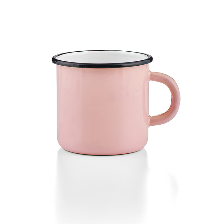 Emaille Tasse Becher rosa Emaiilebecher