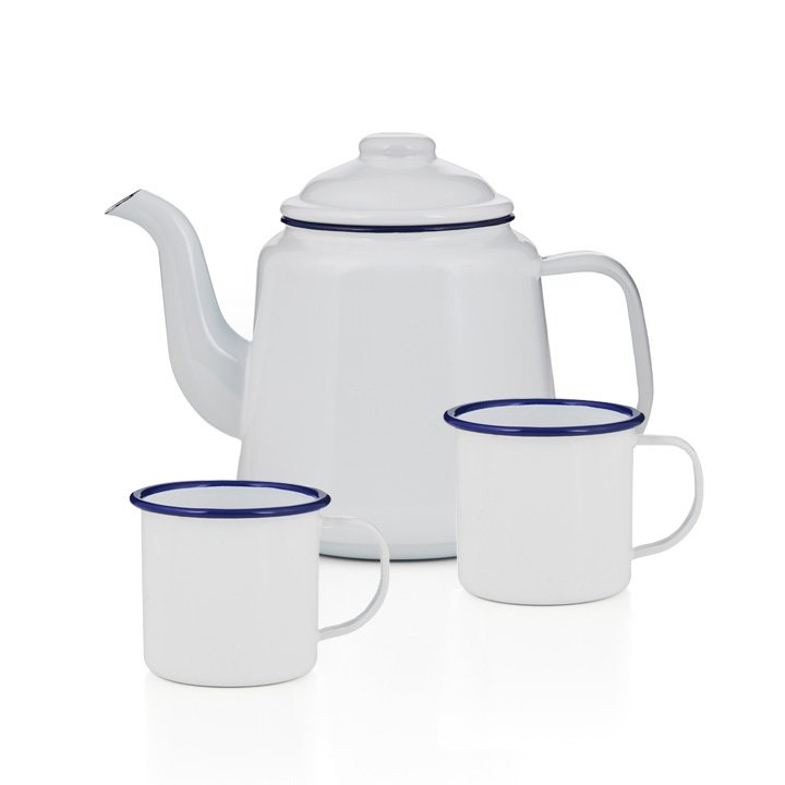 Emaille Teekanne weiß 1,5 Liter