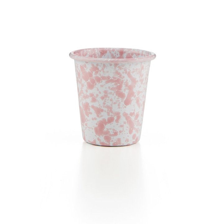 Crow Canyon Emaille Becher rosa Marmor 