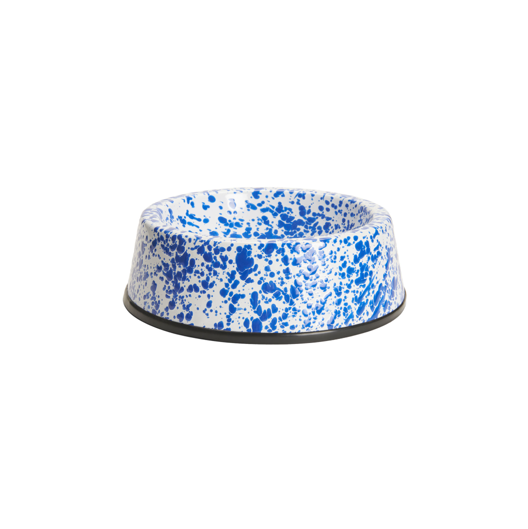 Emaille großer Futternapf 24cm Marmor blau/weiß