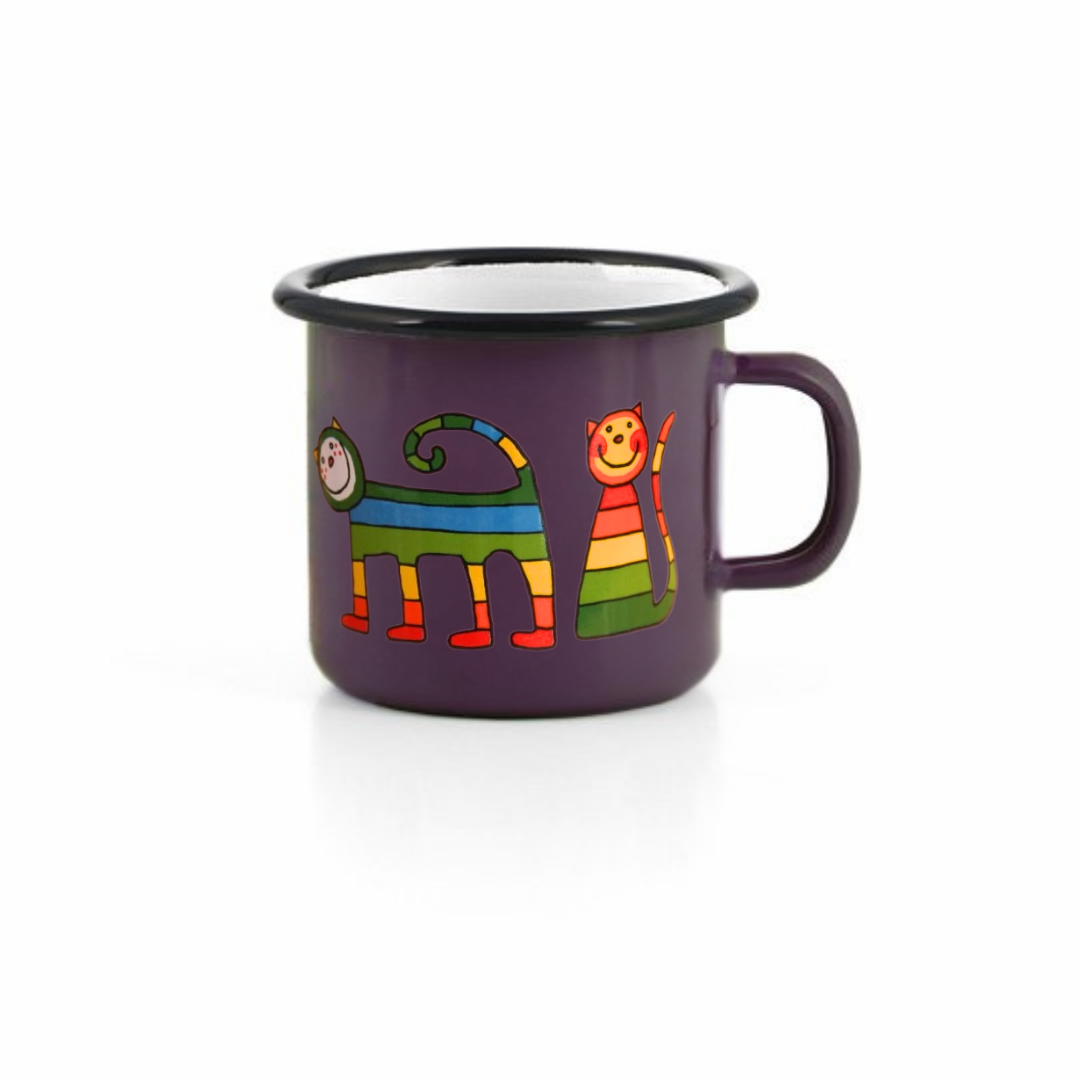 Kindertasse lila 250ml Katze