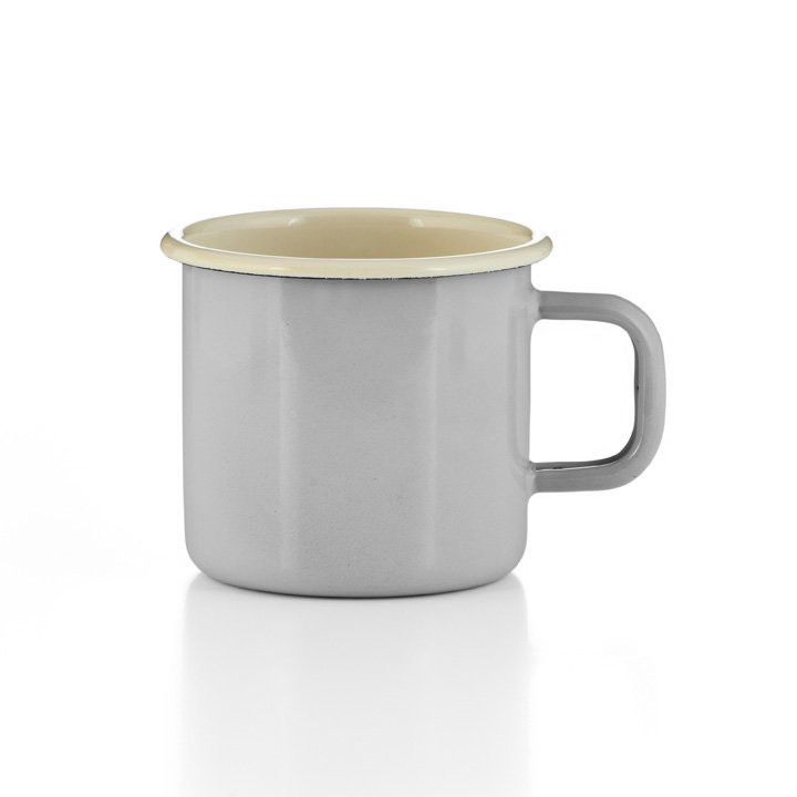 Emaille Tasse Becher grau 