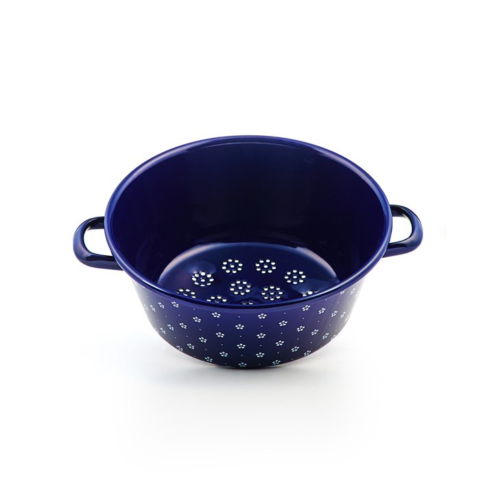 Riess Emaille Gemüsesieb Durchschlag 26cm Blümchenblau