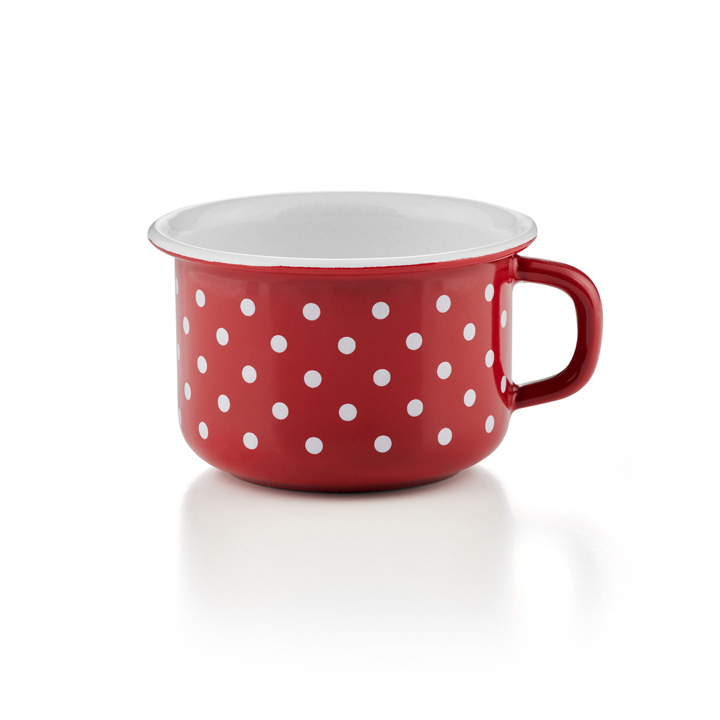 Riess emaille kaffeeschale Pünktchen Rot 