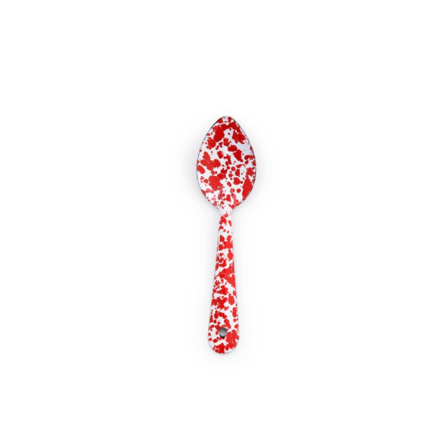 Emaille Löffel 20cm Marmor rot/weiß, mittel