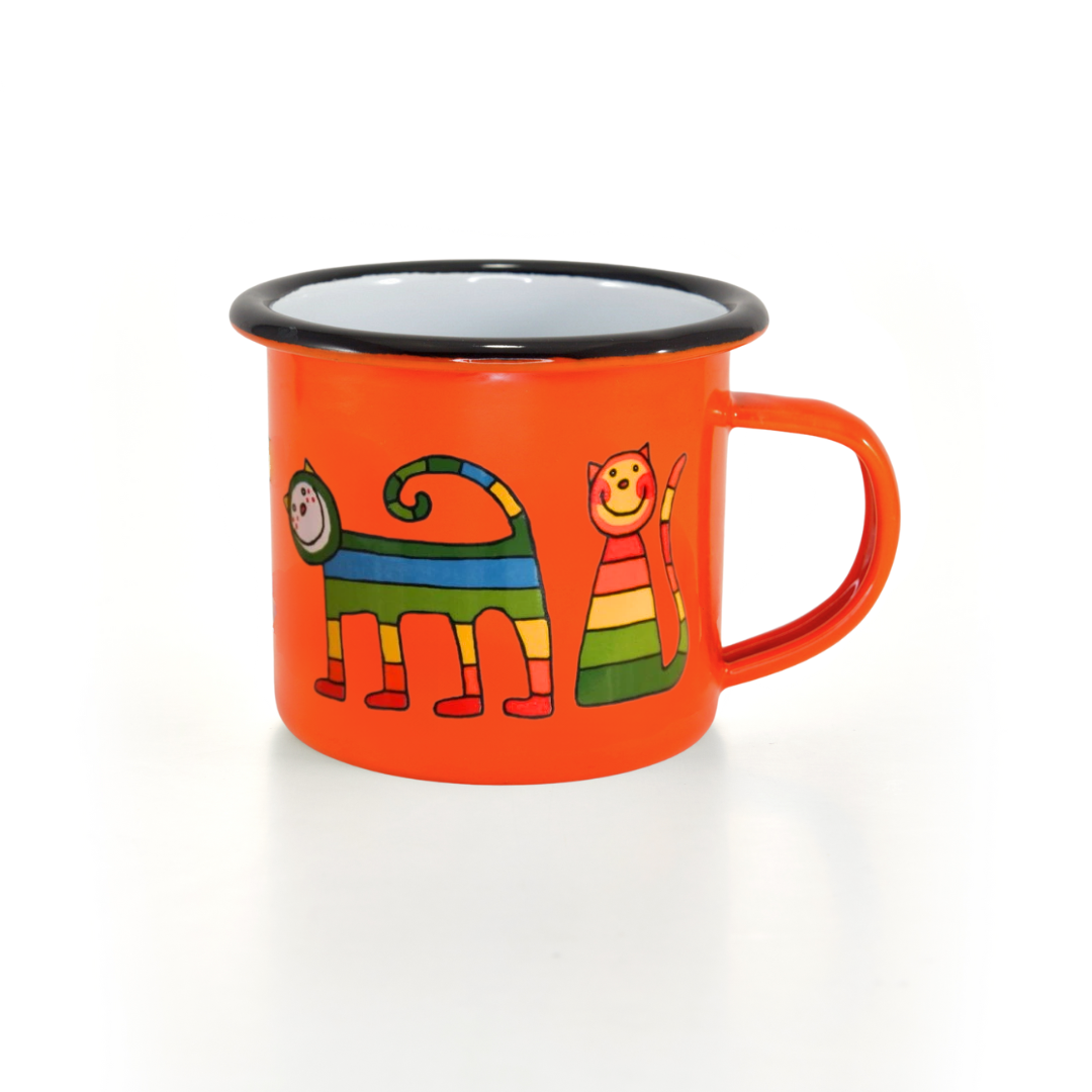 Kindertasse orange 350ml Katze