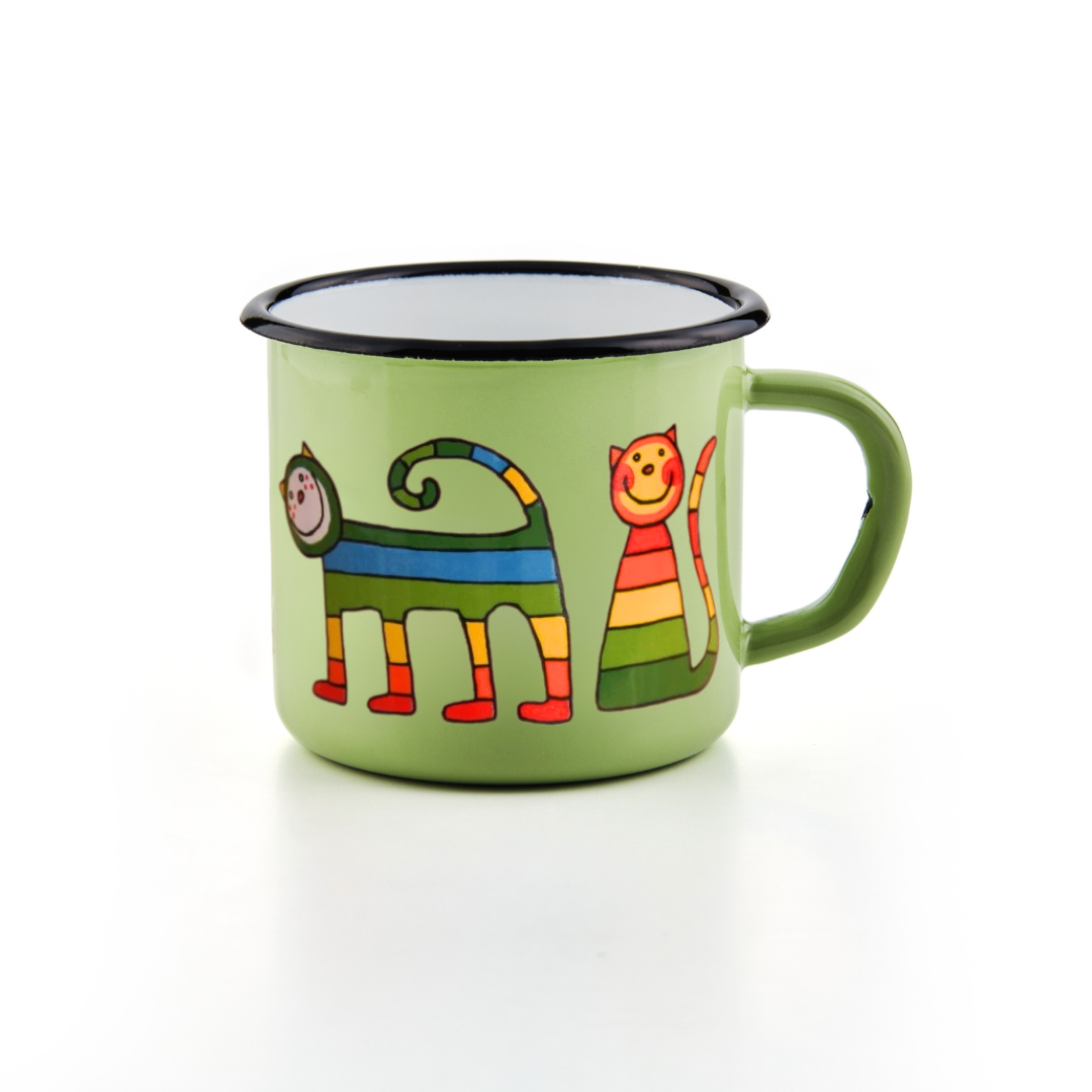 Kindertasse hellgrün 250ml Katze
