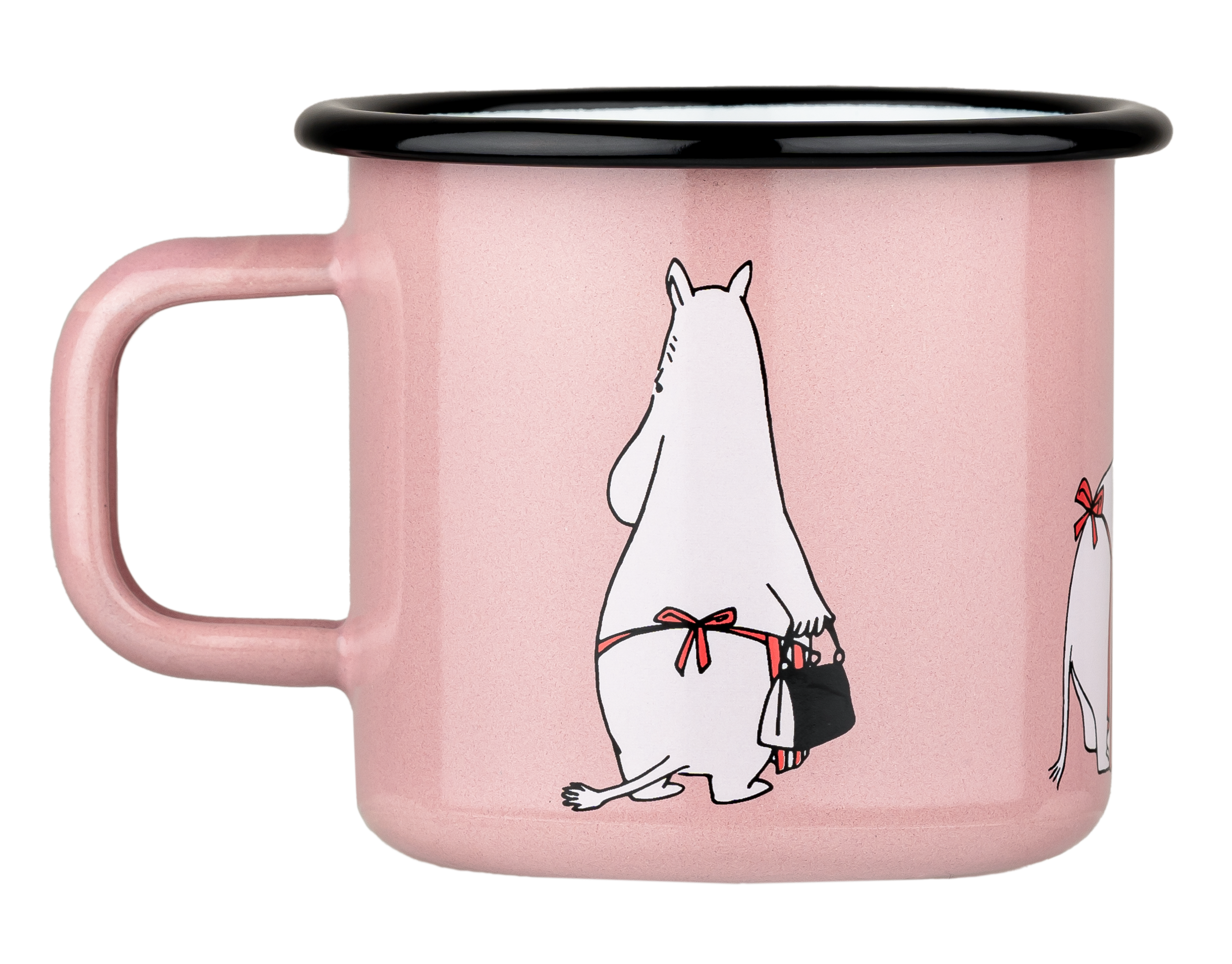 rosa Emaille Tasse mit Nilpferd von Muurla