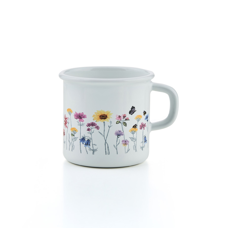 Riess Becher Topf mit Bördel Tasse Flora 3/8 Liter