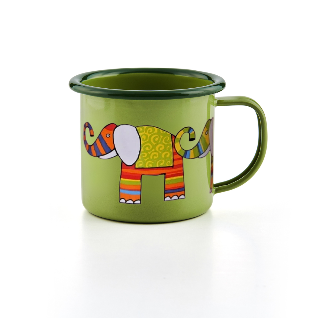 Kindertasse hellgrün 250ml grüner Rand Elefant