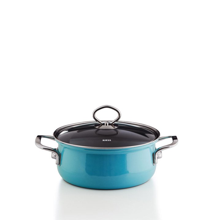 Riess Kasserolle Kristallblau Emaille 1 Liter