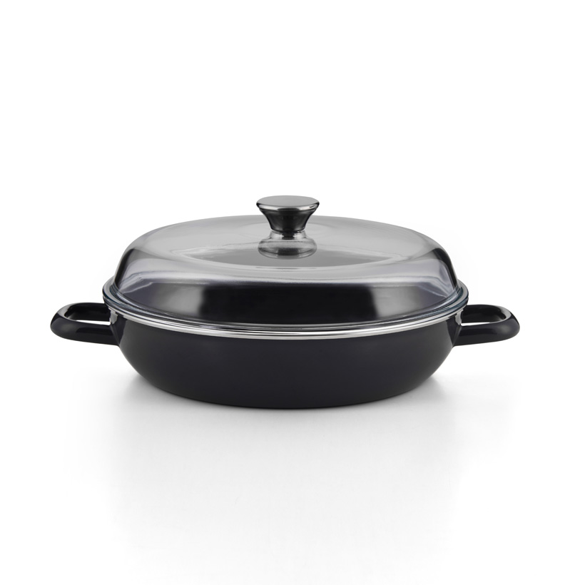 Emaille Riess Schmorpfanne mit glasdeckel 24cm Dark Grey