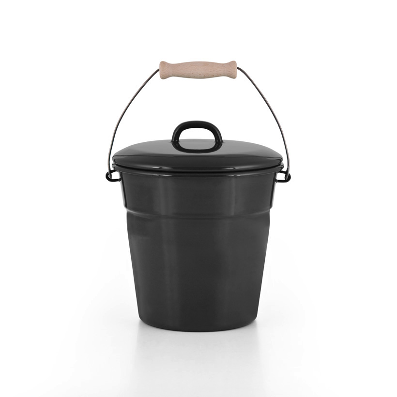 Riess Emaille Eimer mit Deckel Mülleimer Bio-Eimer Biomülleimer Komposteimer Dark Grey