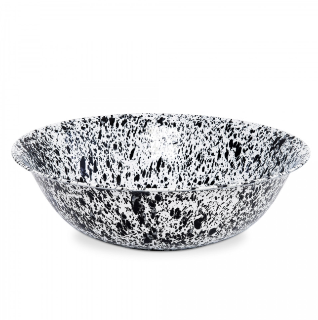 Emaille Becken 60cm Marmor schwarz/weiß